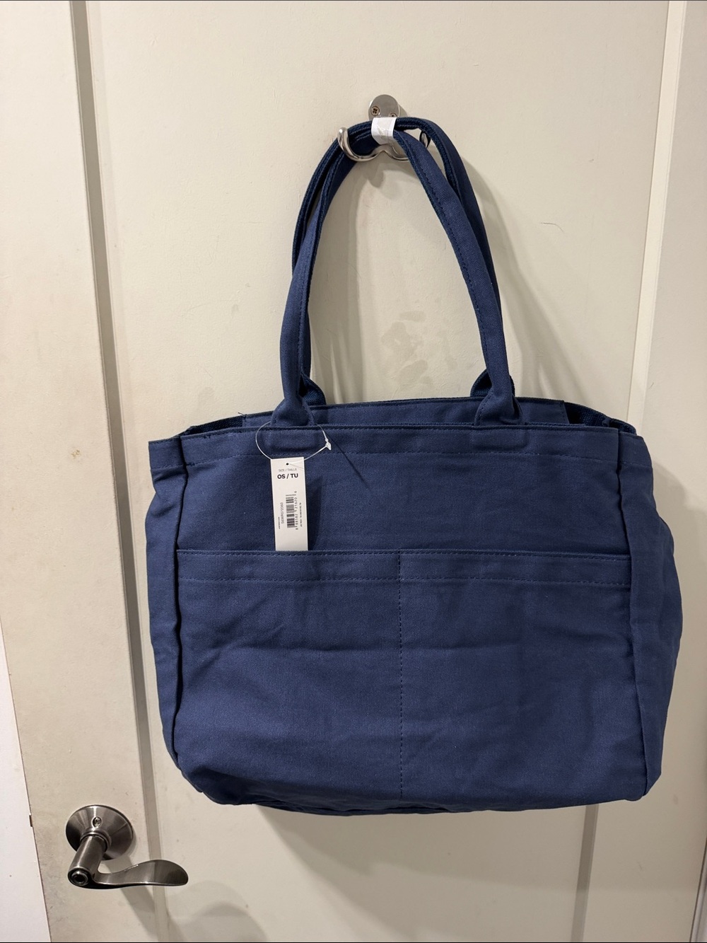 Joe Fresh Navy Canvas Tote Bag with Front Pockets BNWT